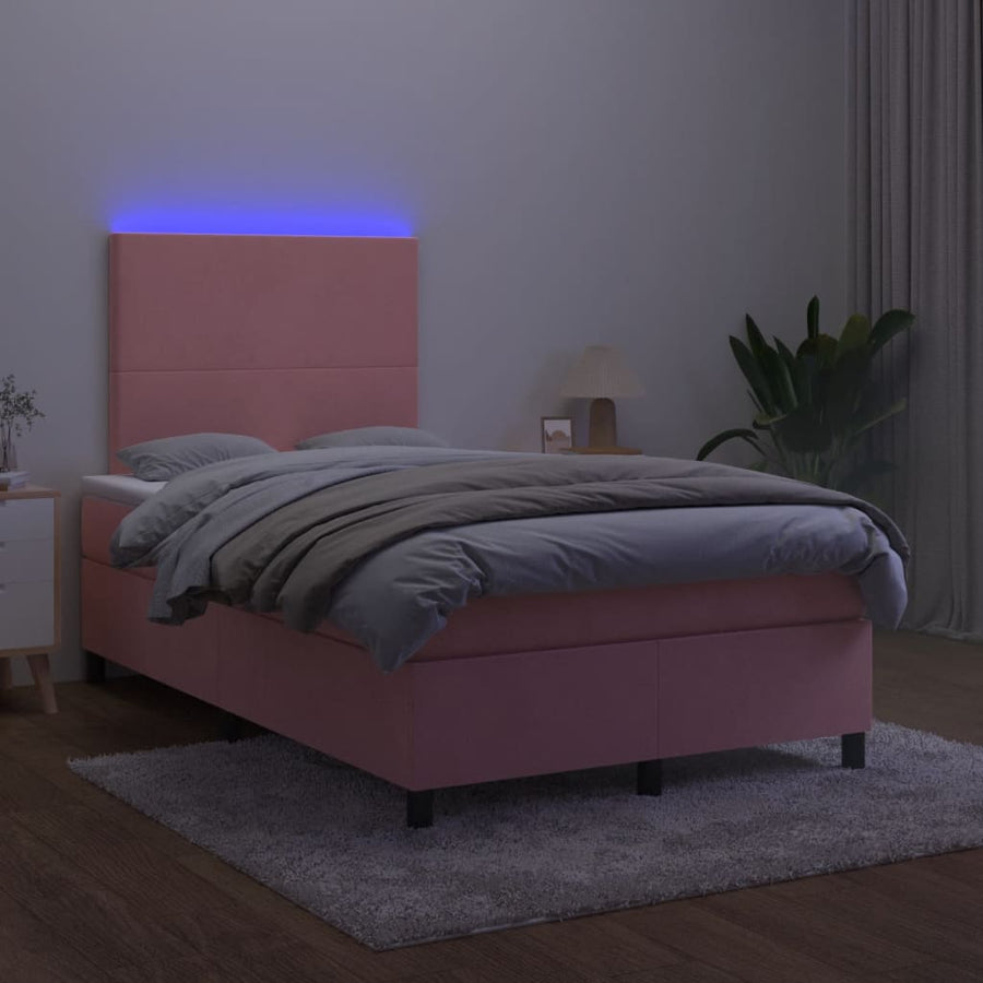Boxspring met matras en LED fluweel roze 120x190 cm 120 x 190 cm Roze