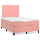 Boxspring met matras en LED fluweel roze 120x190 cm 120 x 190 cm Roze