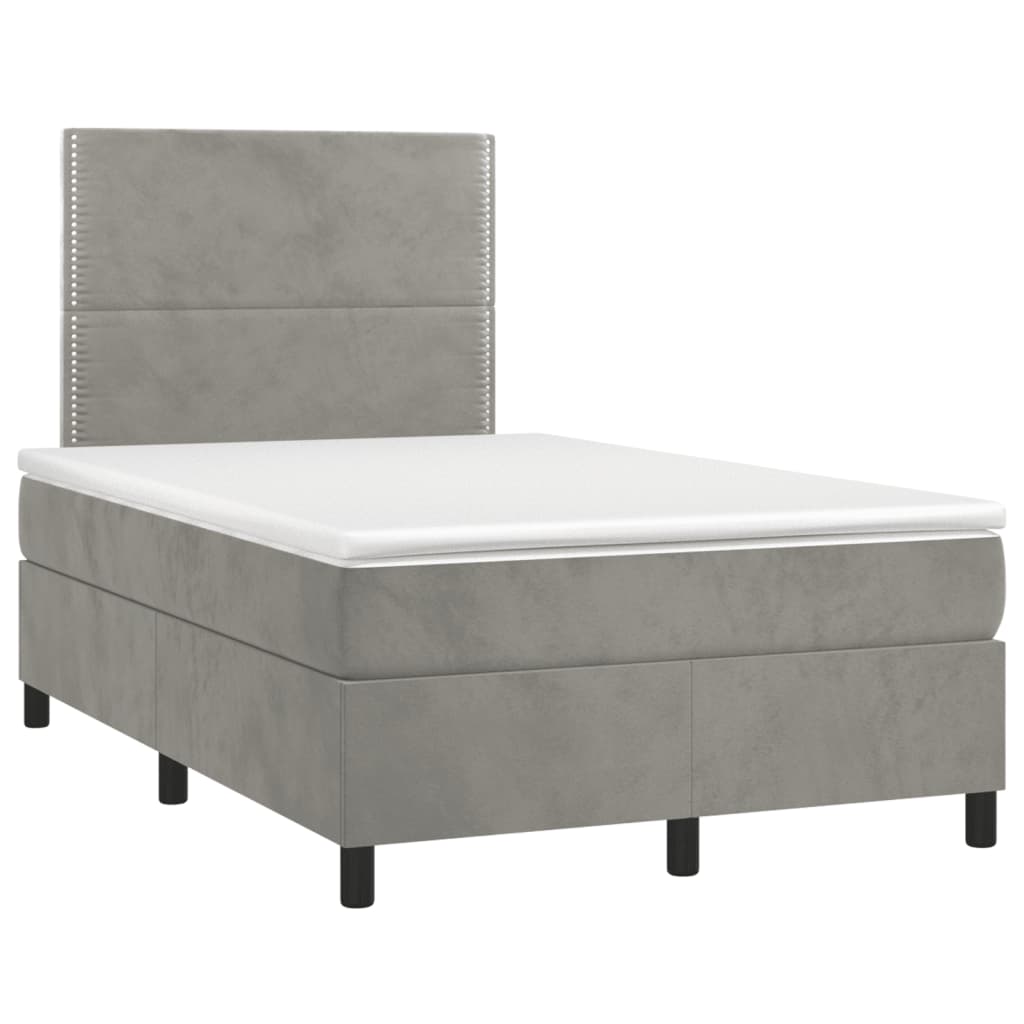Boxspring met matras en LED fluweel lichtgrijs 120x190 cm 120 x 190 cm Lichtgrijs
