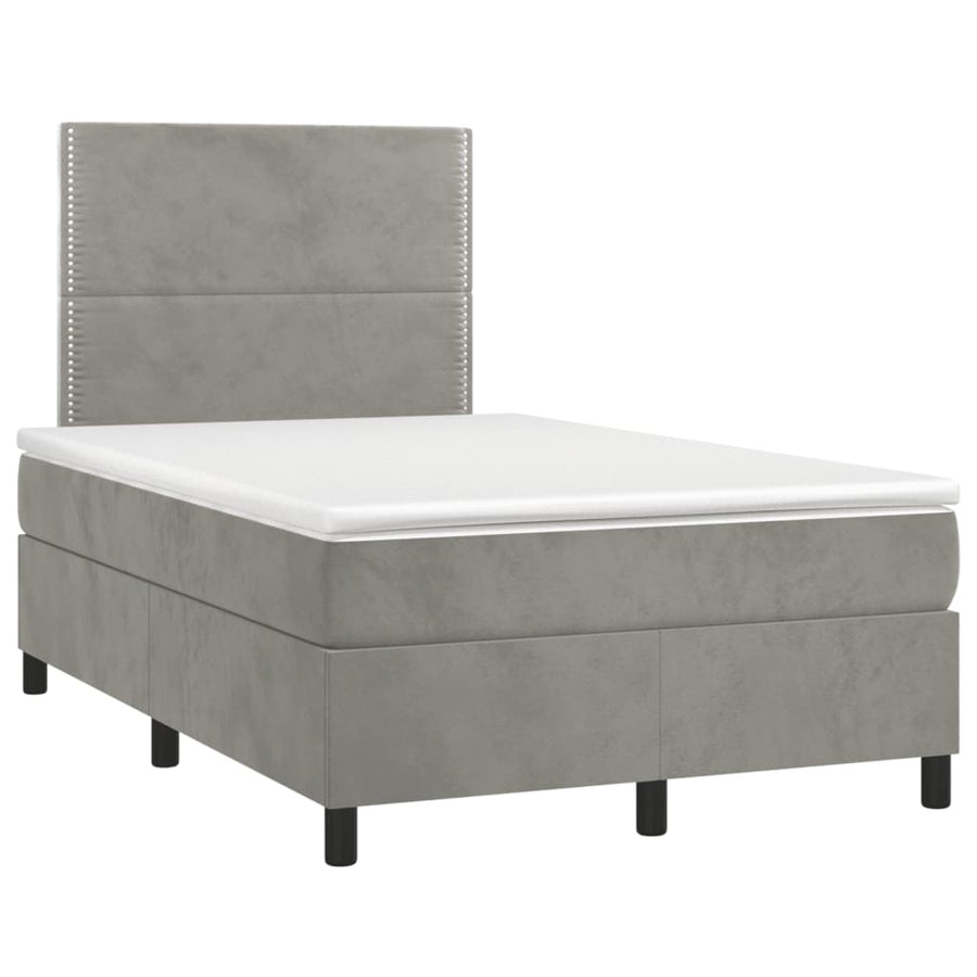 Boxspring met matras en LED fluweel lichtgrijs 120x190 cm 120 x 190 cm Lichtgrijs