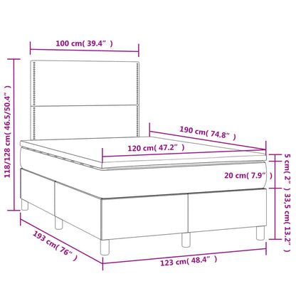 Boxspring met matras en LED fluweel lichtgrijs 120x190 cm 120 x 190 cm Lichtgrijs