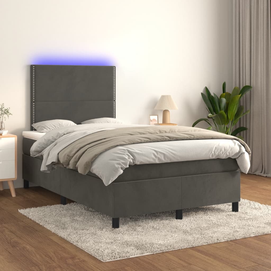 Boxspring met matras en LED fluweel donkergrijs 120x190 cm 120 x 190 cm Donkergrijs
