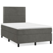 Boxspring 120x190 cm donkergrijs fluweel met matras en LED