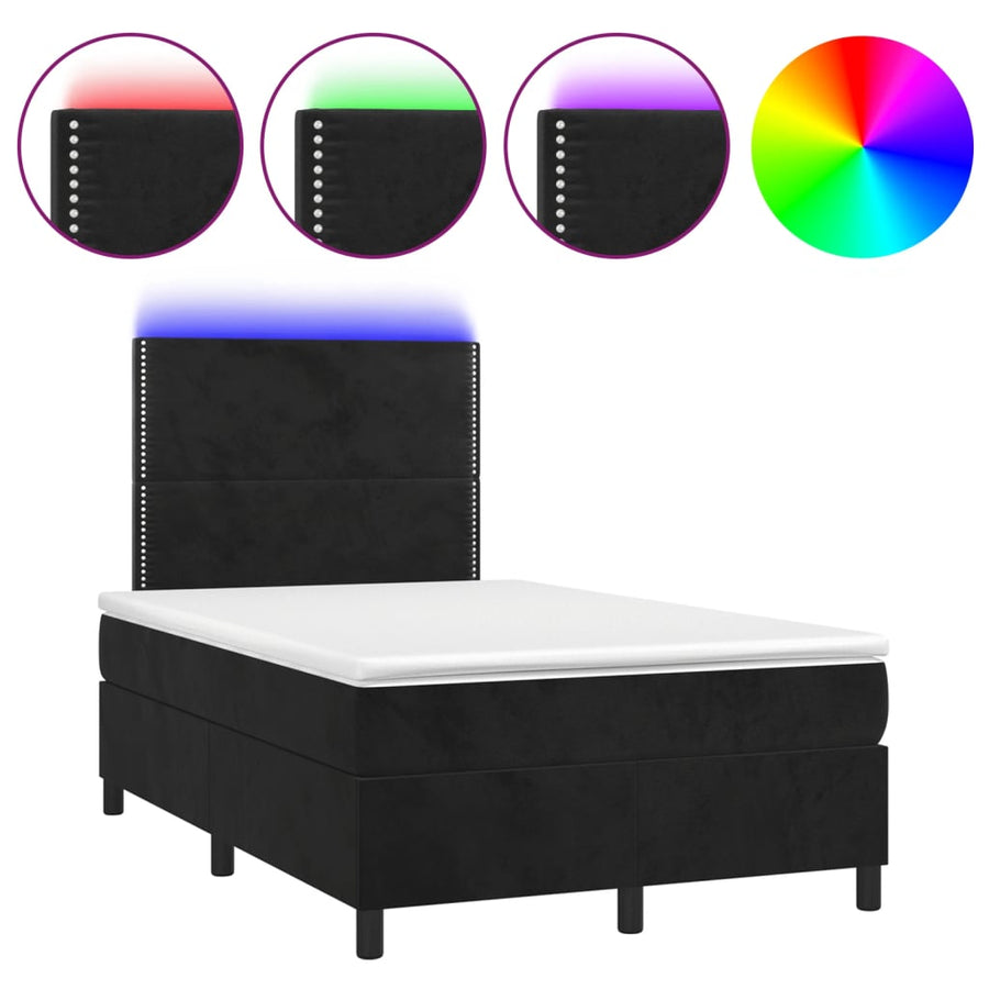 Boxspring met matras en LED fluweel zwart 120x190 cm 120 x 190 cm Zwart