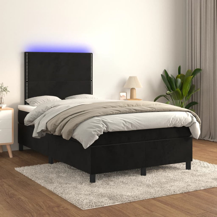 Boxspring met matras en LED fluweel zwart 120x190 cm 120 x 190 cm Zwart