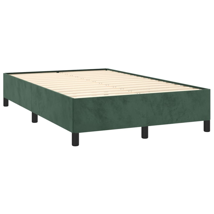 Boxspring met matras en LED fluweel donkergroen 120x190 cm 120 x 190 cm Effen met spijkers