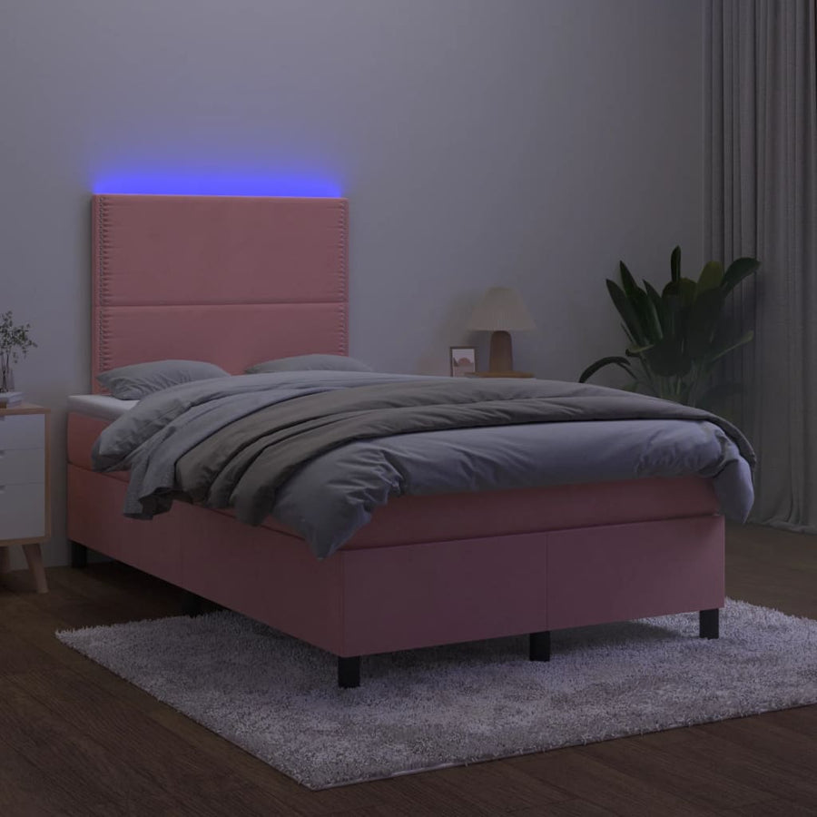 Boxspring met matras en LED fluweel roze 120x190 cm 120 x 190 cm Roze