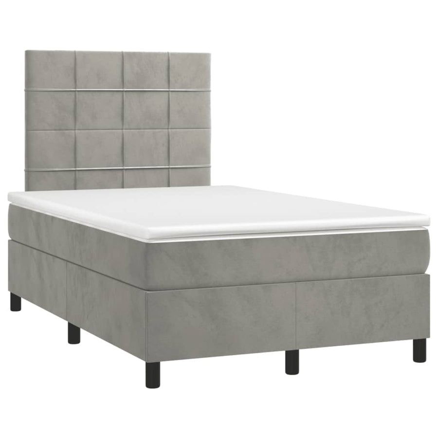 Boxspring met matras en LED fluweel lichtgrijs 120x190 cm 120 x 190 cm Lichtgrijs