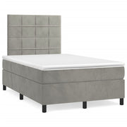 Boxspring met matras 120x190 cm lichtgrijs fluweel
