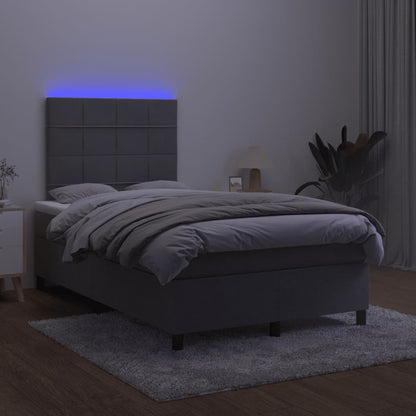 Boxspring met matras en LED fluweel donkergrijs 120x190 cm 120 x 190 cm Donkergrijs