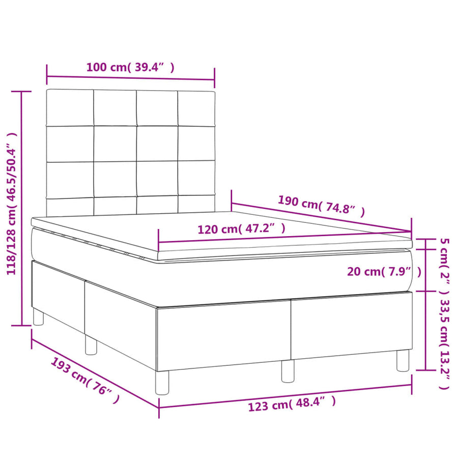 Boxspring met matras en LED fluweel zwart 120x190 cm 120 x 190 cm Zwart