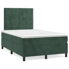 Boxspring met matras en LED fluweel donkergroen 120x190 cm 120 x 190 cm Blok met vierkanten