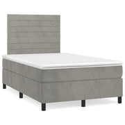 Boxspring 120x190 cm lichtgrijs fluweel met matras en LED