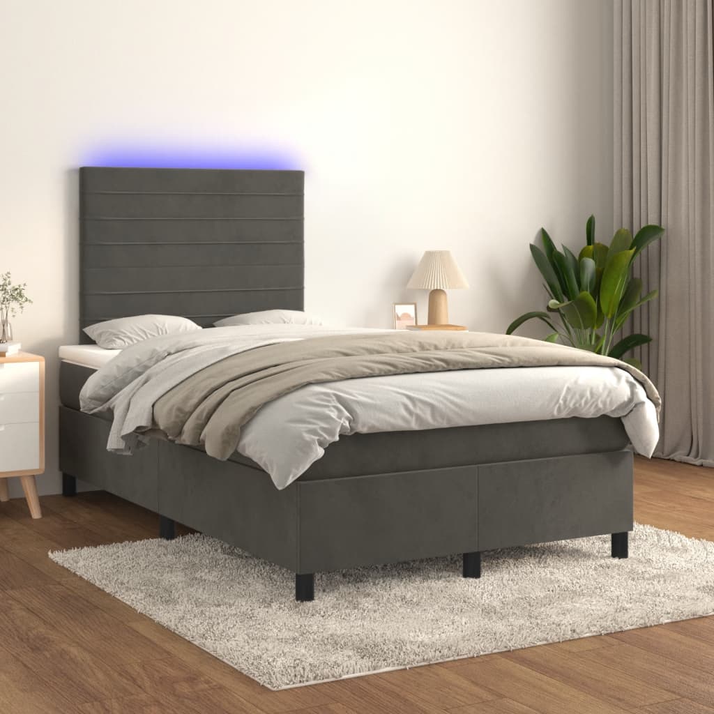 Boxspring met matras en LED fluweel donkergrijs 120x190 cm 120 x 190 cm Donkergrijs