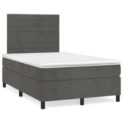 Boxspring met matras 120x190 cm donkergrijs fluweel LED
