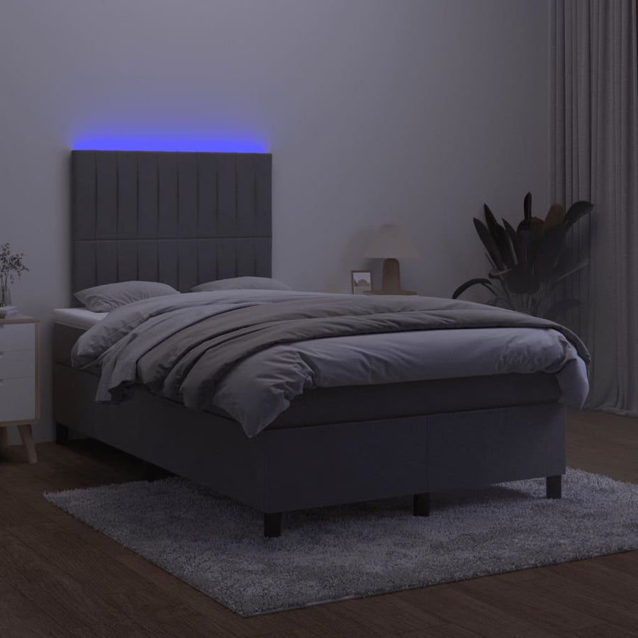 Boxspring met matras en LED fluweel donkergrijs 120x190 cm 120 x 190 cm Donkergrijs