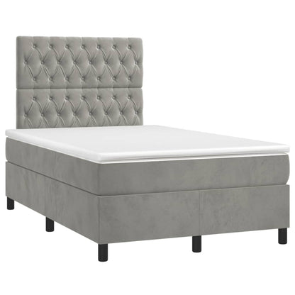 Boxspring met matras en LED fluweel lichtgrijs 120x190 cm 120 x 190 cm Getuft ontwerp