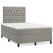 Box spring with mattress and LED velvet light gray 120x190 cm