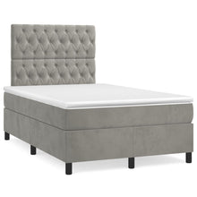 Boxspring met matras en LED fluweel lichtgrijs 120x190 cm 120 x 190 cm Getuft ontwerp