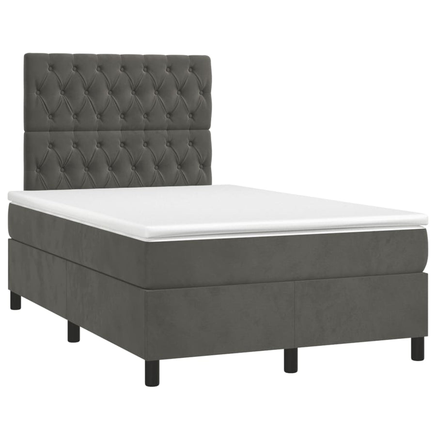 Boxspring met matras en LED fluweel donkergrijs 120x190 cm 120 x 190 cm Donkergrijs