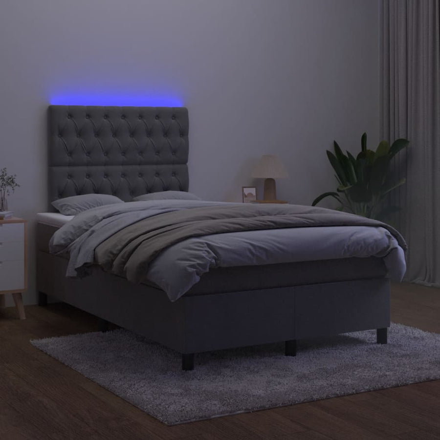 Boxspring met matras en LED fluweel donkergrijs 120x190 cm 120 x 190 cm Donkergrijs