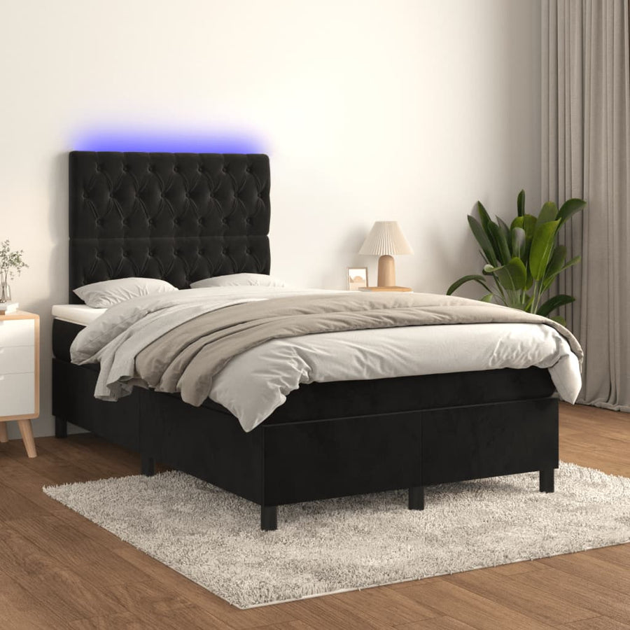 Boxspring met matras en LED fluweel zwart 120x190 cm 120 x 190 cm Zwart