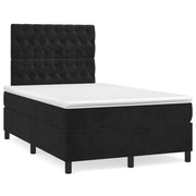 Box spring bed with mattress and LED velvet black 120x190 cm