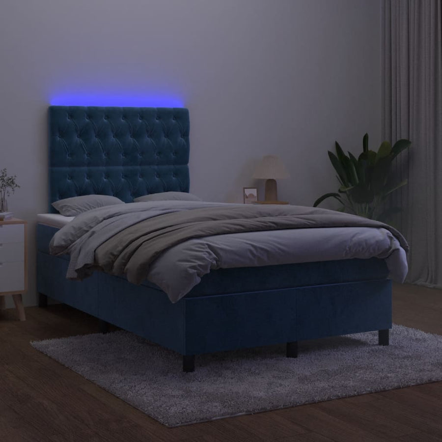 Boxspring met matras en LED fluweel donkerblauw 120x190 cm 120 x 190 cm Donkerblauw