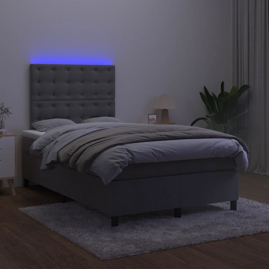 Boxspring met matras en LED fluweel donkergrijs 120x190 cm 120 x 190 cm Knopen