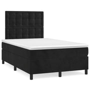 Box spring bed with mattress and LED velvet black 120x190 cm
