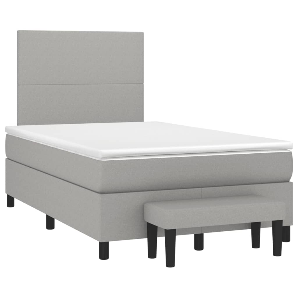Boxspring met matras stof lichtgrijs 120x190 cm 120 x 190 cm Lichtgrijs