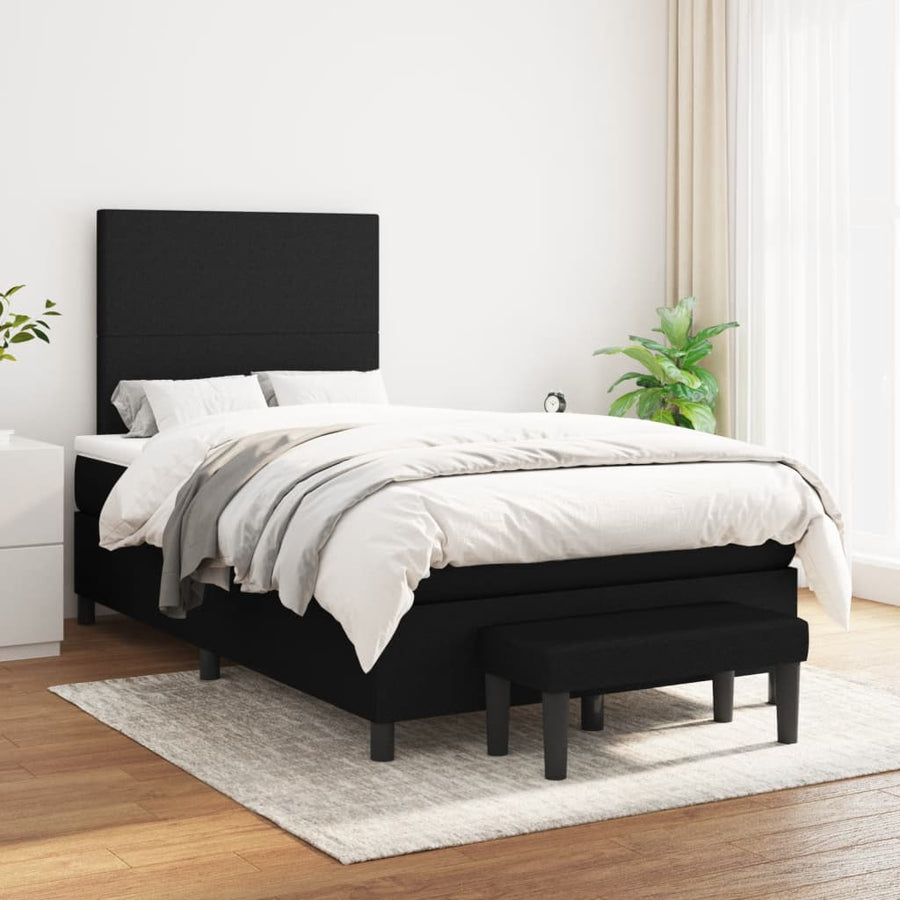 Boxspring met matras stof zwart 120x190 cm 120 x 190 cm Zwart
