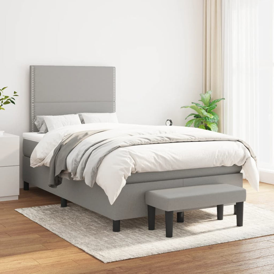 Boxspring met matras stof lichtgrijs 120x190 cm 120 x 190 cm Lichtgrijs