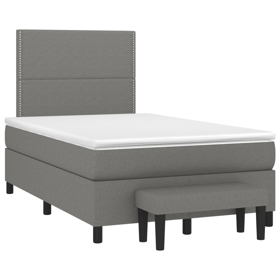 Boxspring met matras stof donkergrijs 120x190 cm 120 x 190 cm Donkergrijs