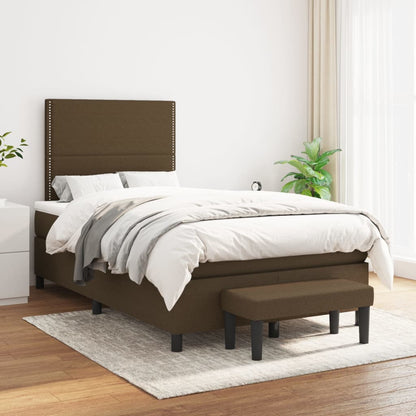 Boxspring met matras stof donkerbruin 120x190 cm 120 x 190 cm Donkerbruin