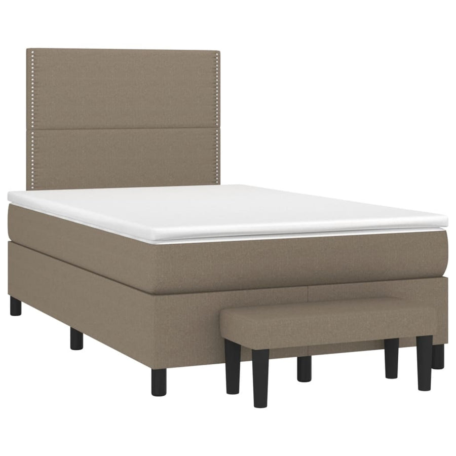 Boxspring met matras stof taupe 120x190 cm