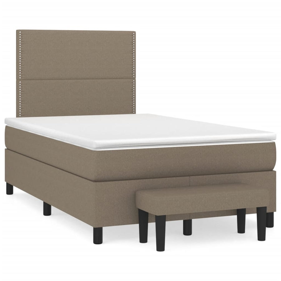 Boxspring met matras stof taupe 120x190 cm