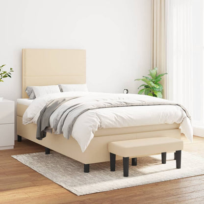 Boxspring met matras stof crèmekleurig 120x190 cm