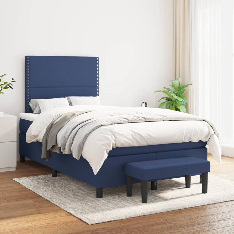 Boxspring Met Matras Stof 120 x 190 cm Blauw