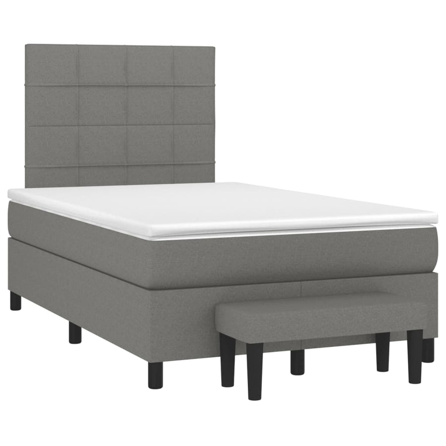Boxspring met matras stof donkergrijs 120x190 cm 120 x 190 cm Donkergrijs