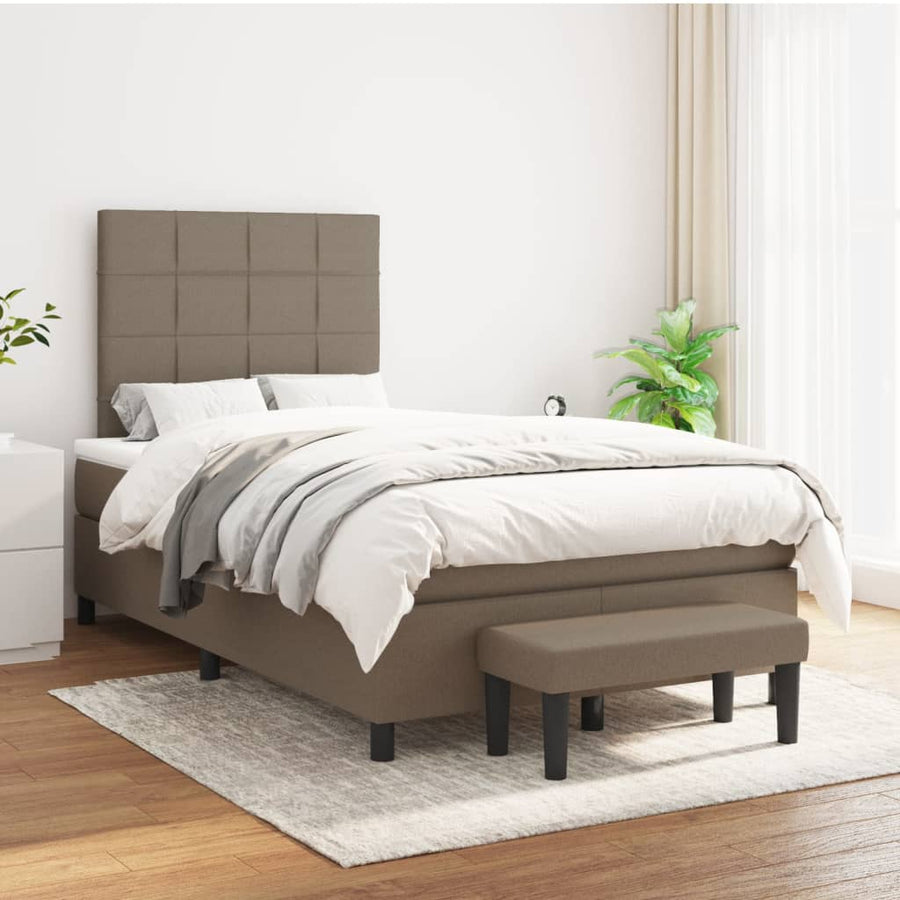 Boxspring met matras stof taupe 120x190 cm