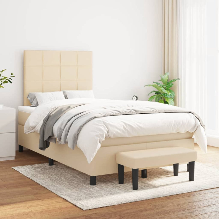Boxspring met matras stof crèmekleurig 120x190 cm