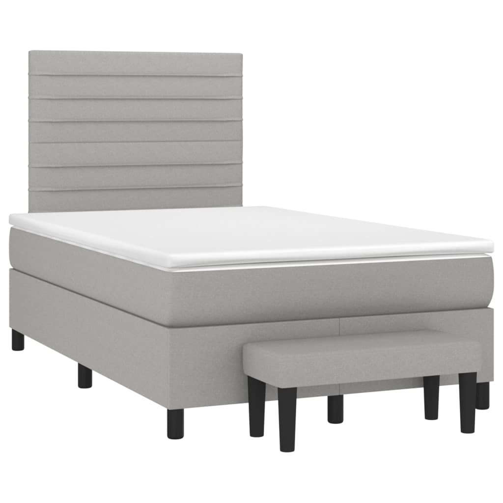 Boxspring met matras stof lichtgrijs 120x190 cm 120 x 190 cm Lichtgrijs