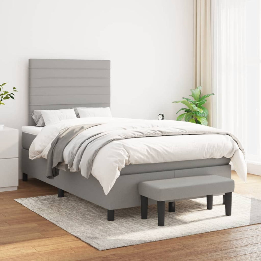 Boxspring met matras stof lichtgrijs 120x190 cm 120 x 190 cm Lichtgrijs