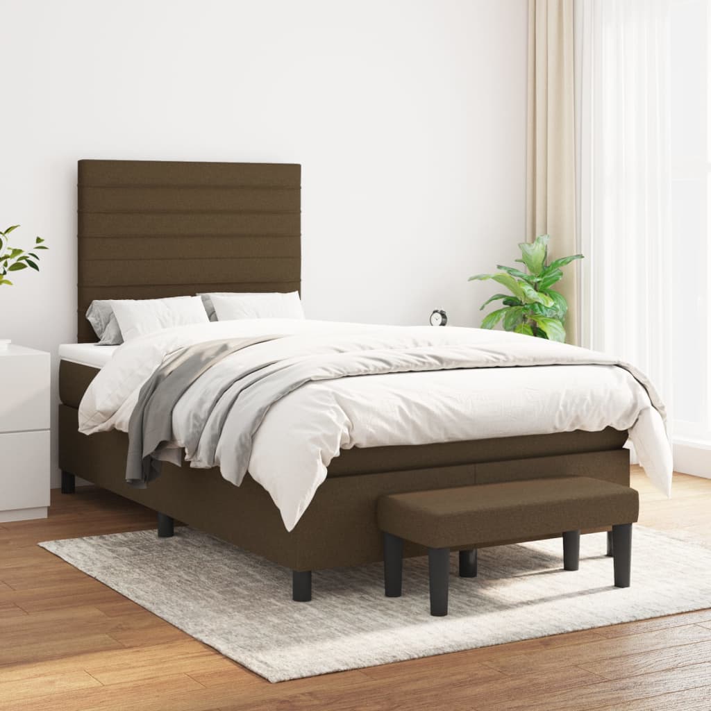 Boxspring met matras stof donkerbruin 120x190 cm 120 x 190 cm Donkerbruin