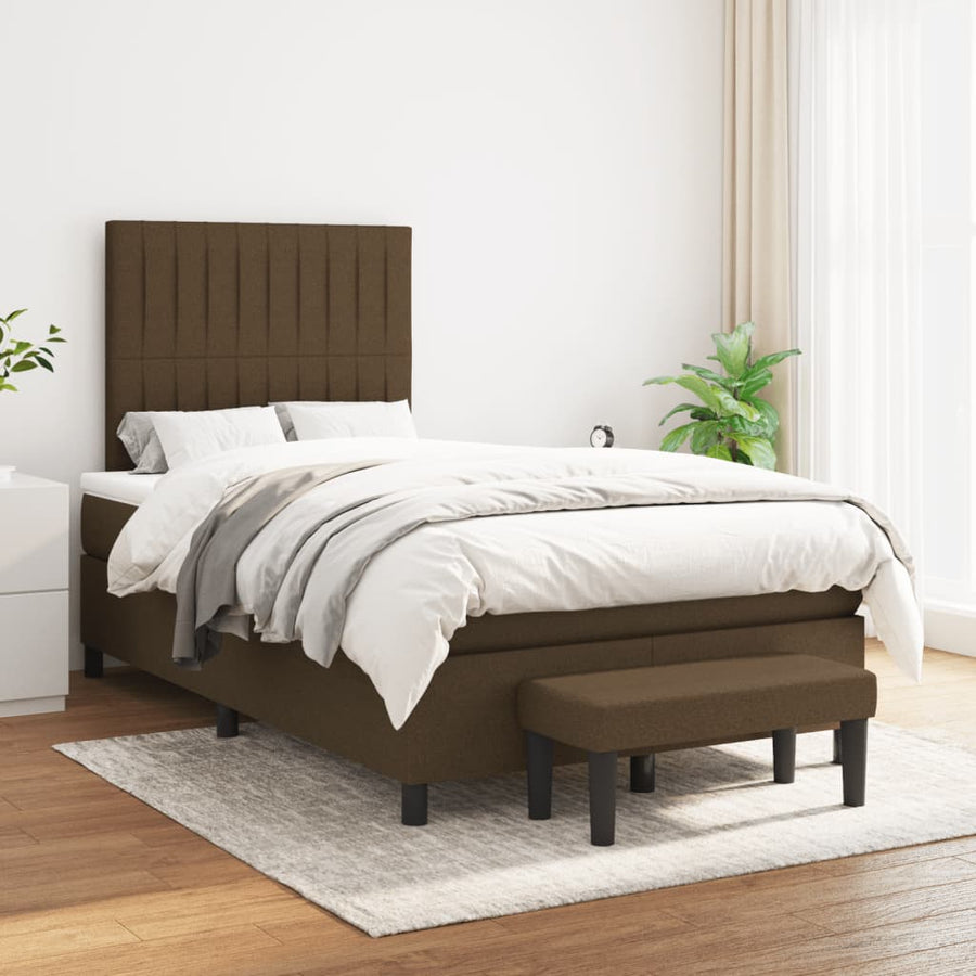 Boxspring met matras stof donkerbruin 120x190 cm 120 x 190 cm Donkerbruin