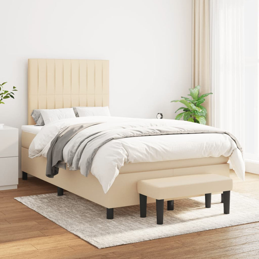 Boxspring met matras stof crèmekleurig 120x190 cm