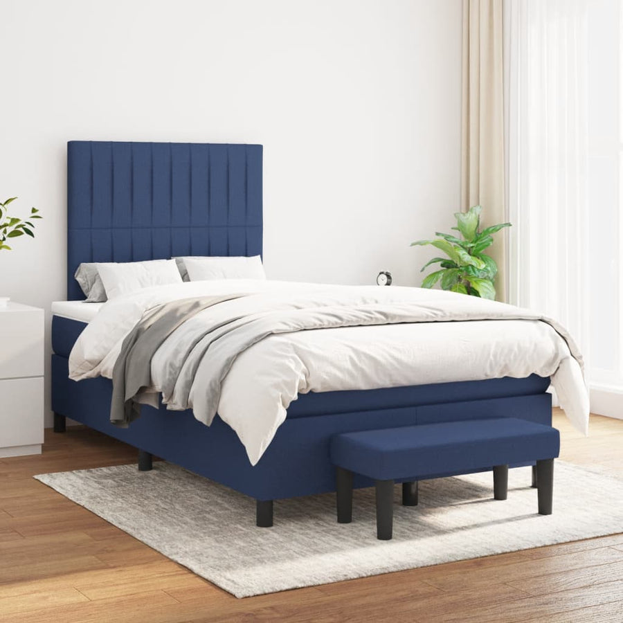 Boxspring Met Matras Stof 120 x 190 cm Blauw