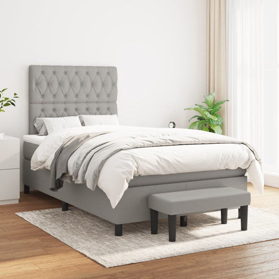Boxspring met matras stof lichtgrijs 120x190 cm 120 x 190 cm Lichtgrijs