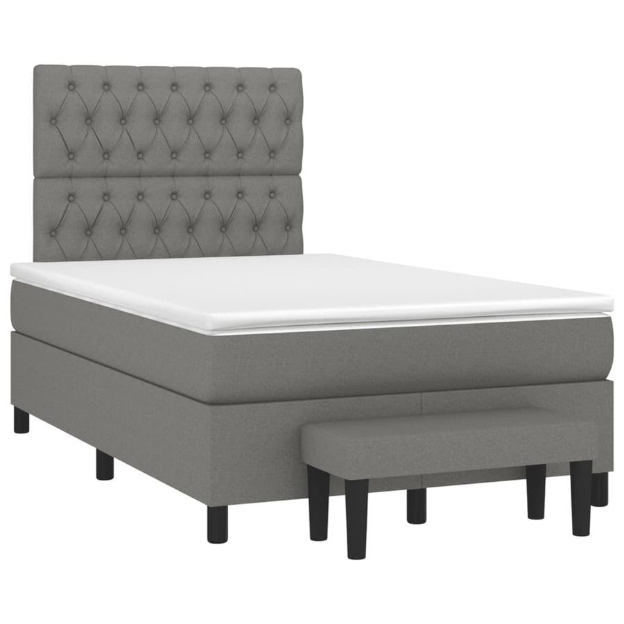 Boxspring met matras stof donkergrijs 120x190 cm 120 x 190 cm Donkergrijs